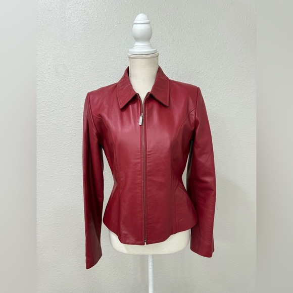 Edge Italian Fashion Vintage Pink Leather Zip Jacket Sz M - Picture 2 of 14